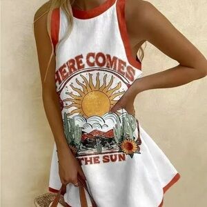 Here comes the sun 70s summer vibe dress M NWOT